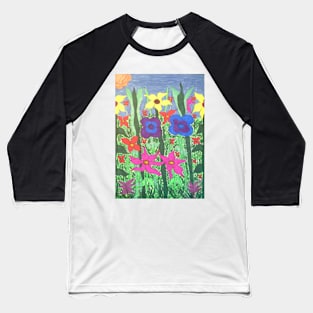 Colorful Garden Bohemian Floral Art Baseball T-Shirt